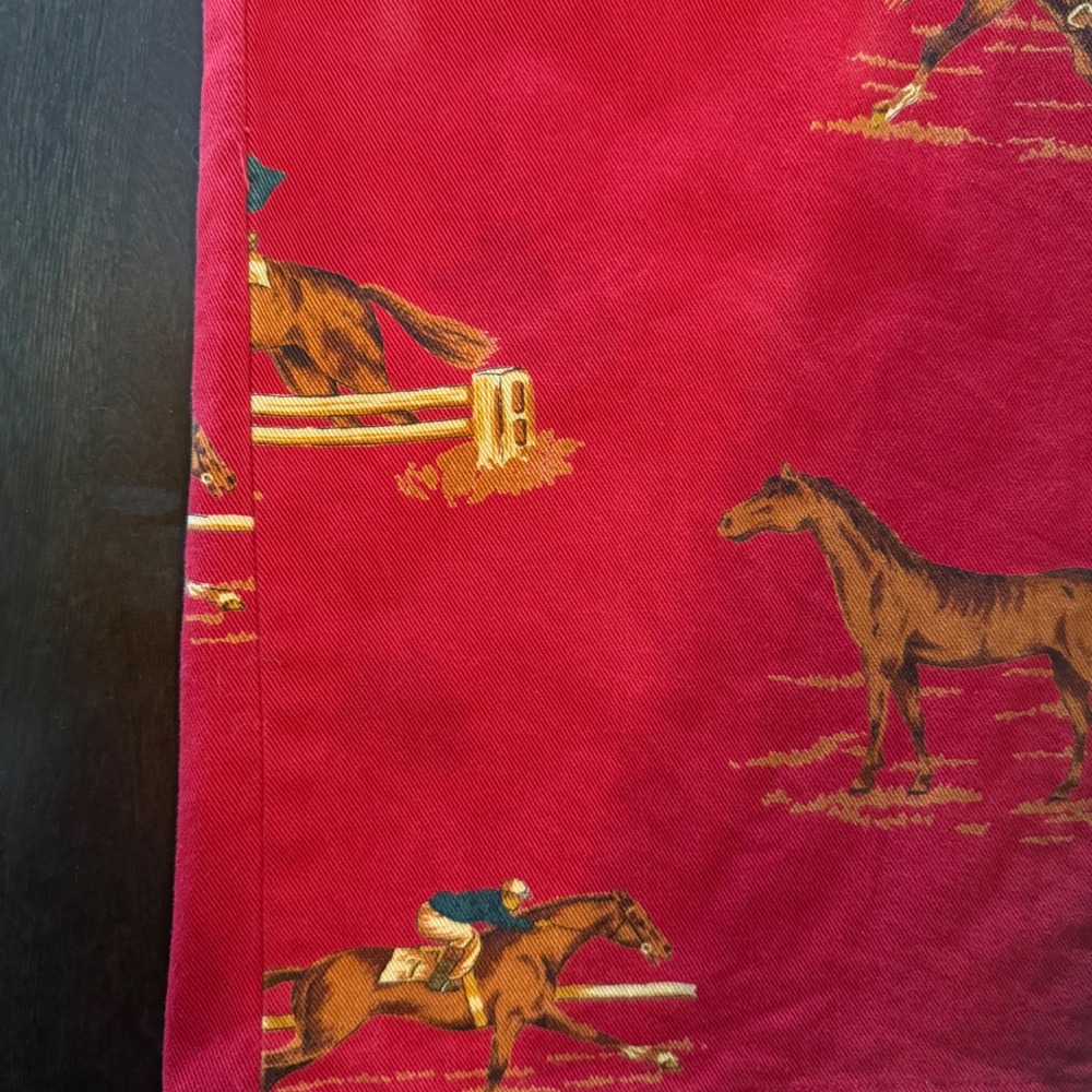 Vintage Ralph Lauren Skirt Horse Print Red Denim Long Women's Size 12 80s 90s - Picture 10 of 14